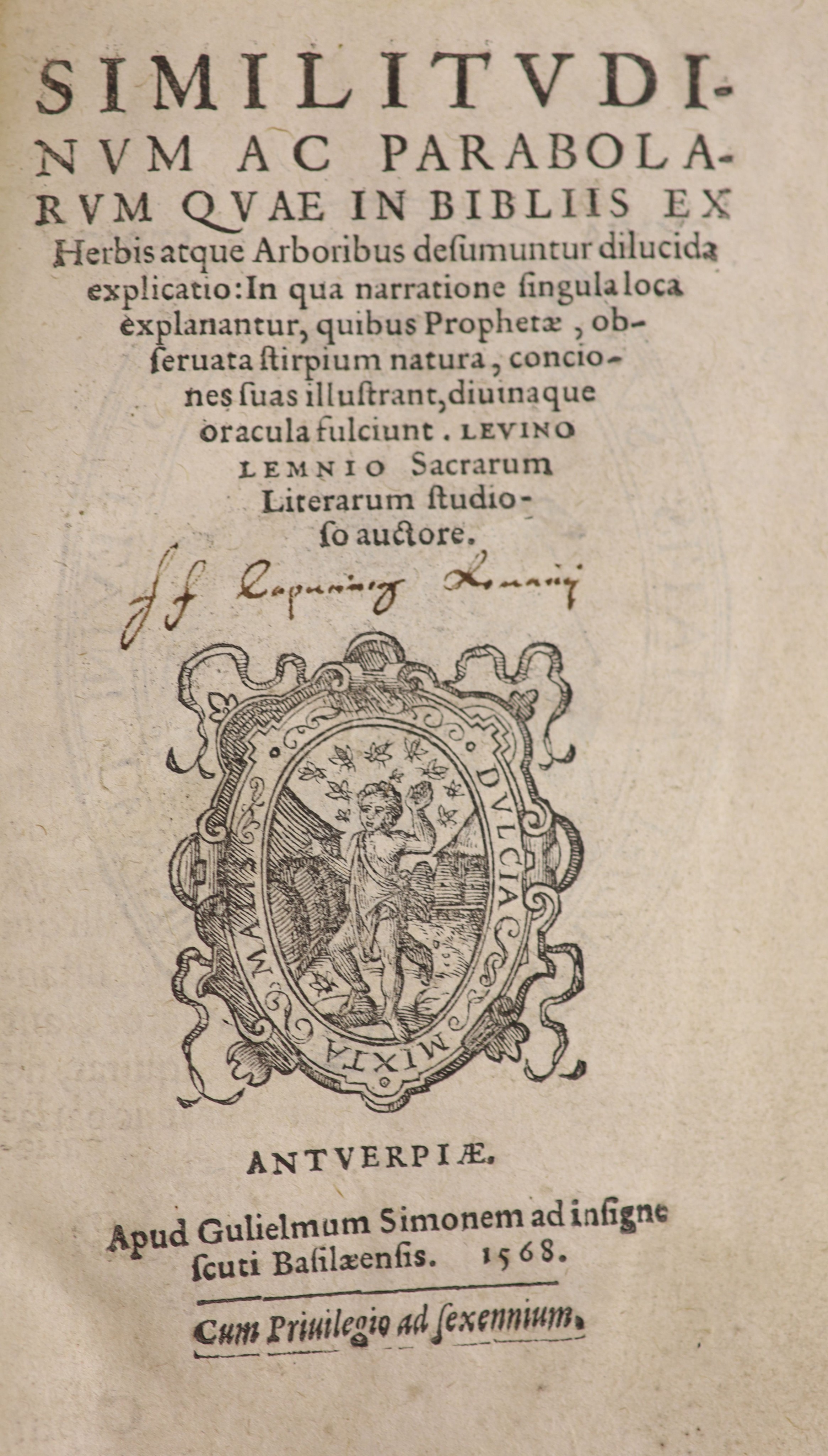 Lemnius, Levinus. Similitudinum ac Parabolarum quae in Biblis ex Herbis atque Aboribus ...